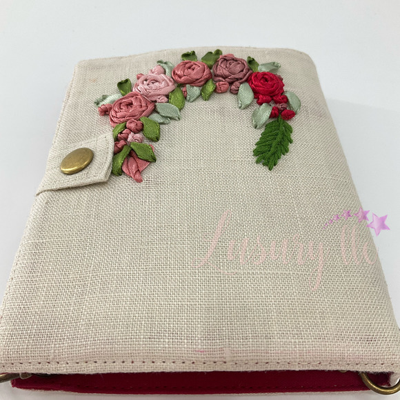 Tiny Rose Embroidery Passport Wallet & Silk Mask, Wedding Gift, Versatile - Picture 4 of 15